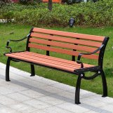 铸铝仿木纹塑木定制公园椅休闲坐凳LERUN北京