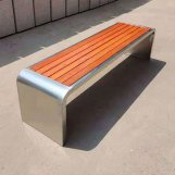 不锈钢实木樟子松休闲坐凳公园椅北京定制